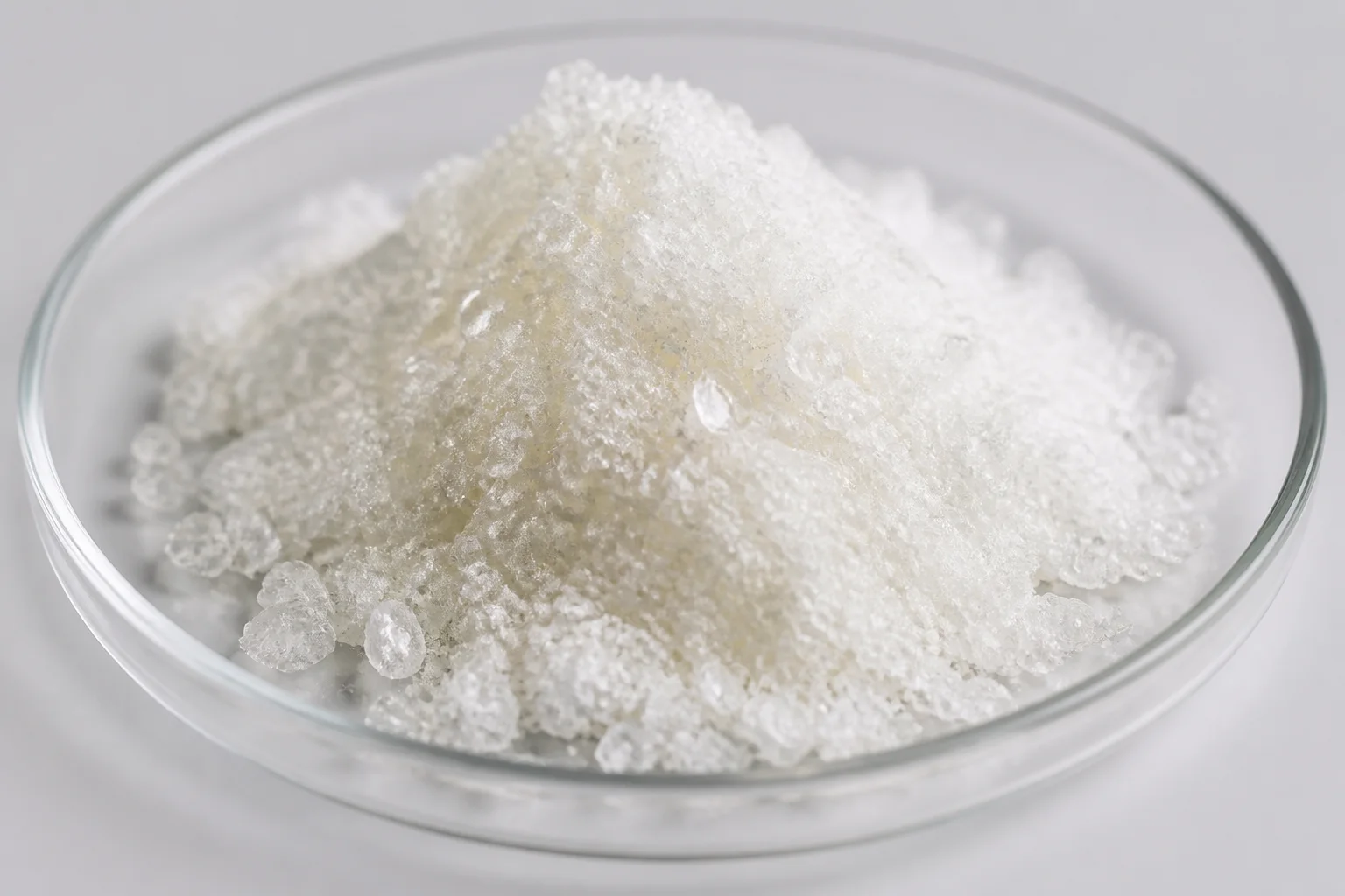 צילום מאקרו של חומר הגלם CBG Isolate בתצורה טיפוסית